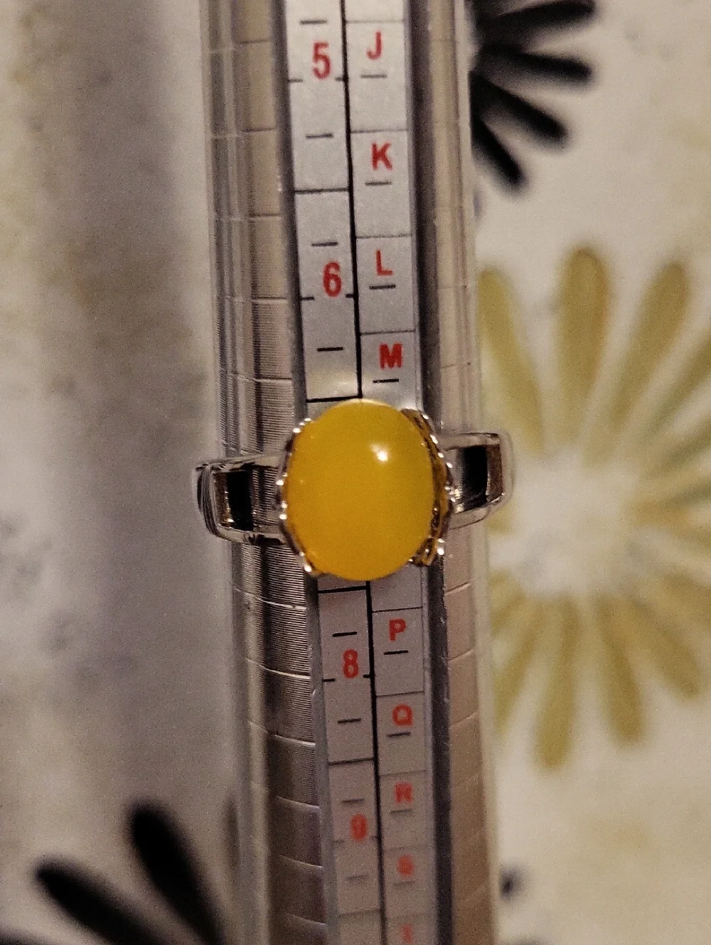 925 Silver With An Amber Oval Stone Adjustable Ring